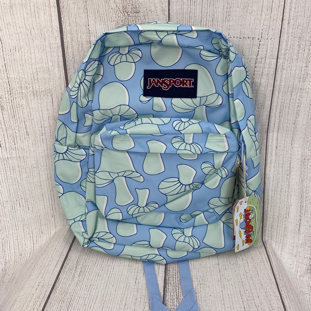 JanSport Superbreak Plus Backpack Blue Mushroom Melancholy Laptop School Bag